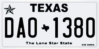 TX license plate DAO1380