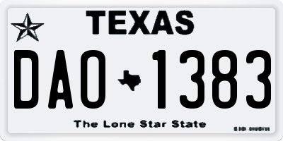 TX license plate DAO1383