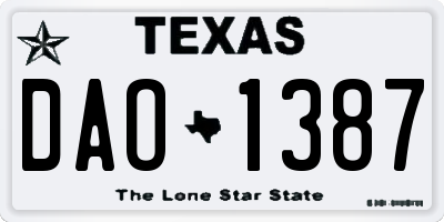 TX license plate DAO1387