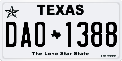 TX license plate DAO1388