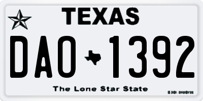 TX license plate DAO1392