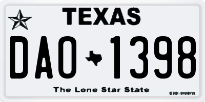TX license plate DAO1398