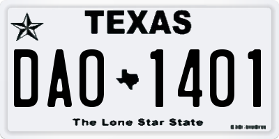 TX license plate DAO1401