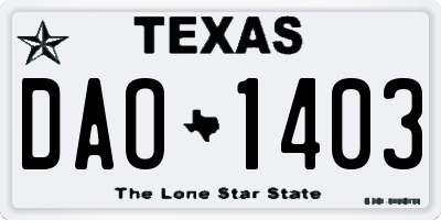 TX license plate DAO1403