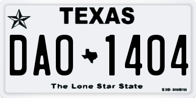TX license plate DAO1404
