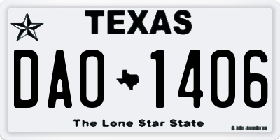 TX license plate DAO1406