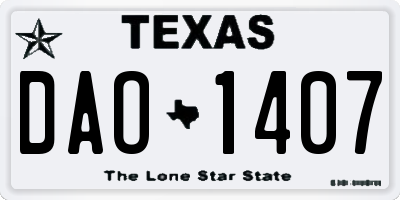 TX license plate DAO1407