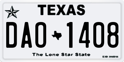 TX license plate DAO1408
