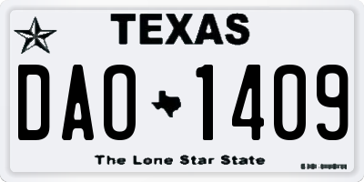 TX license plate DAO1409