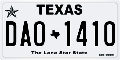 TX license plate DAO1410
