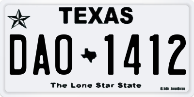 TX license plate DAO1412