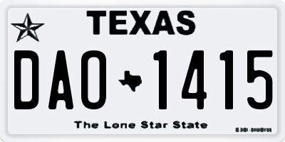TX license plate DAO1415