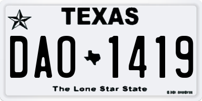 TX license plate DAO1419