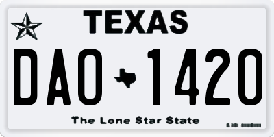 TX license plate DAO1420