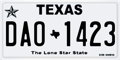 TX license plate DAO1423