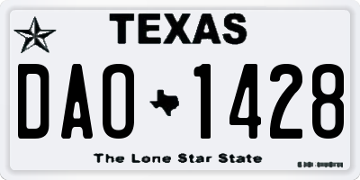 TX license plate DAO1428