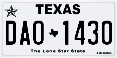 TX license plate DAO1430