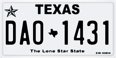 TX license plate DAO1431