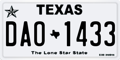 TX license plate DAO1433