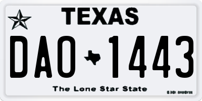 TX license plate DAO1443