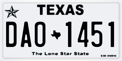 TX license plate DAO1451