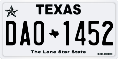 TX license plate DAO1452