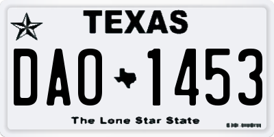 TX license plate DAO1453