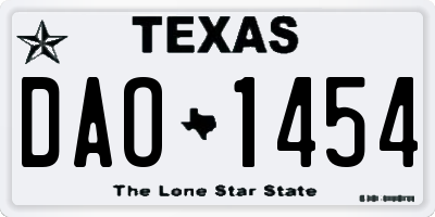 TX license plate DAO1454