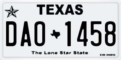 TX license plate DAO1458