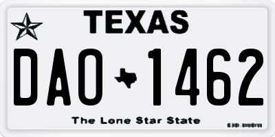 TX license plate DAO1462