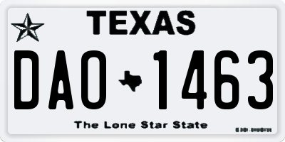 TX license plate DAO1463