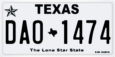 TX license plate DAO1474