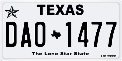 TX license plate DAO1477