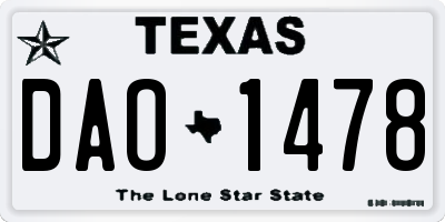 TX license plate DAO1478