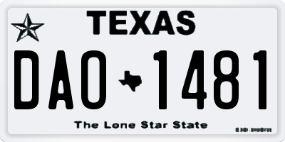 TX license plate DAO1481