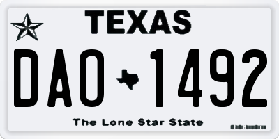 TX license plate DAO1492