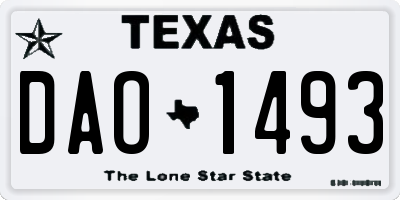 TX license plate DAO1493