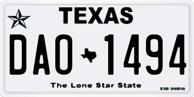 TX license plate DAO1494