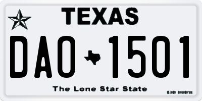 TX license plate DAO1501