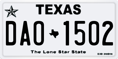 TX license plate DAO1502