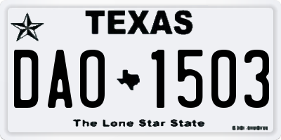 TX license plate DAO1503