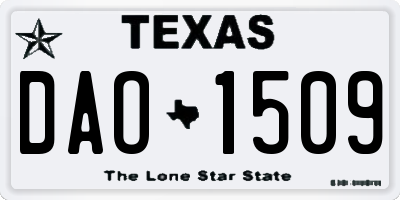TX license plate DAO1509