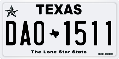 TX license plate DAO1511