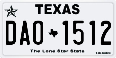 TX license plate DAO1512