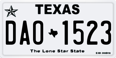 TX license plate DAO1523