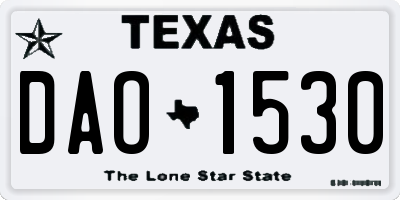 TX license plate DAO1530