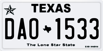 TX license plate DAO1533