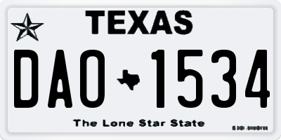 TX license plate DAO1534
