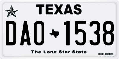 TX license plate DAO1538