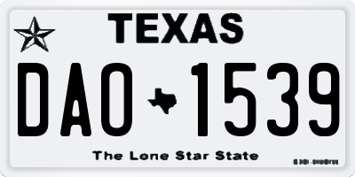 TX license plate DAO1539